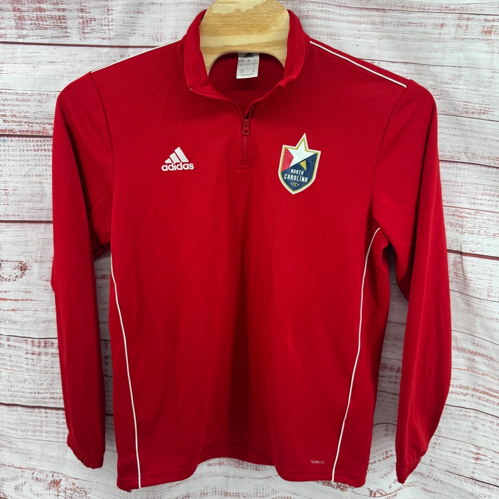 Adidas North Carolina FC Soccer 1/4 Zip Pullover Mens Large Red Performance‎
